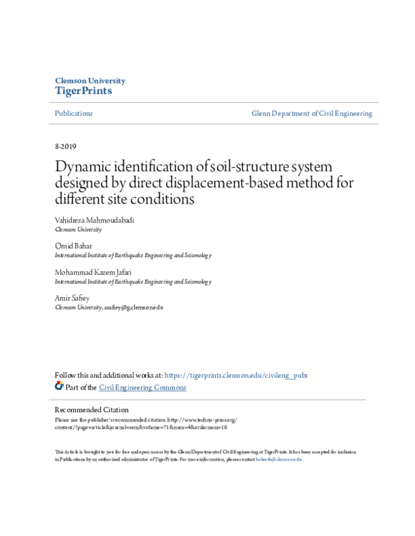 (PDF) Identification of Site Dynamic Properties for Soil-Structure Systems