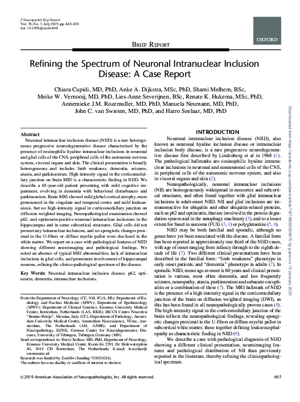 (PDF) Refining the Spectrum of Neuronal Intranuclear Inclusion Disease ...