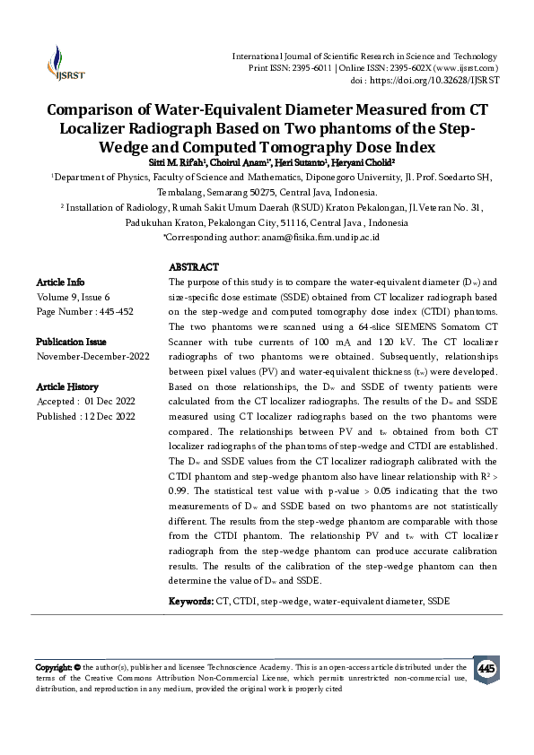 (PDF) Comparison of Water-Equivalent Diameter Measured from CT ...