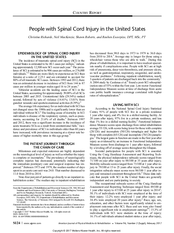 (PDF) People with Spinal Cord Injury in the United States