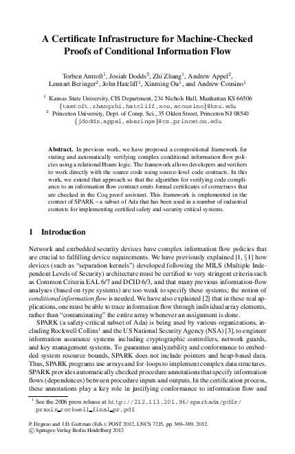 (PDF) A Certificate Infrastructure for Machine-Checked Proofs of ...