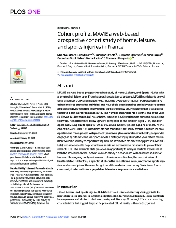(PDF) Cohort profile: MAVIE a web-based prospective cohort study of ...