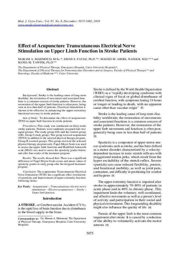 (PDF) Effect of Acupuncture Transcutaneous Electrical Nerve Stimulation ...