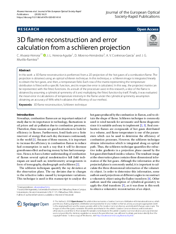 (PDF) 3D flame reconstruction and error calculation from a schlieren ...