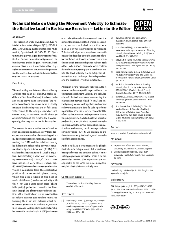 (PDF) Technical Note on Using the Movement Velocity to Estimate the ...