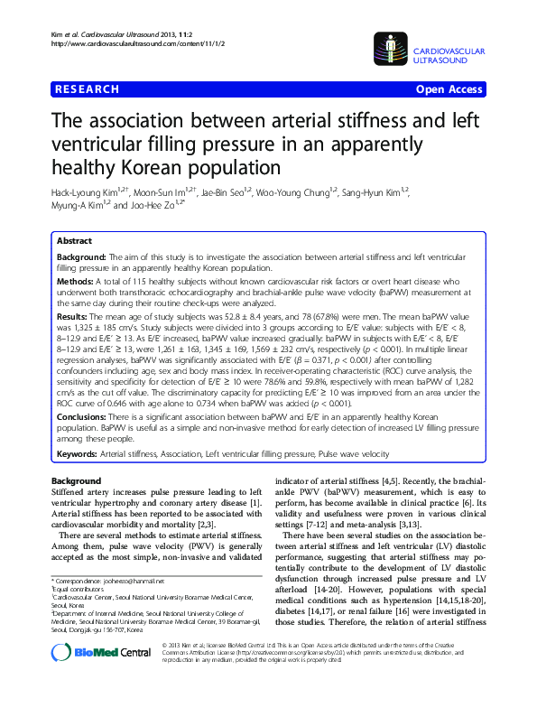 (PDF) The association between arterial stiffness and left ventricular ...