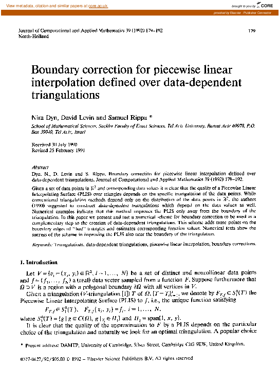 (PDF) Boundary correction for piecewise linear interpolation defined ...