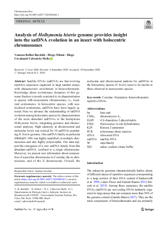 (PDF) Analysis of Holhymenia histrio genome provides insight into the ...
