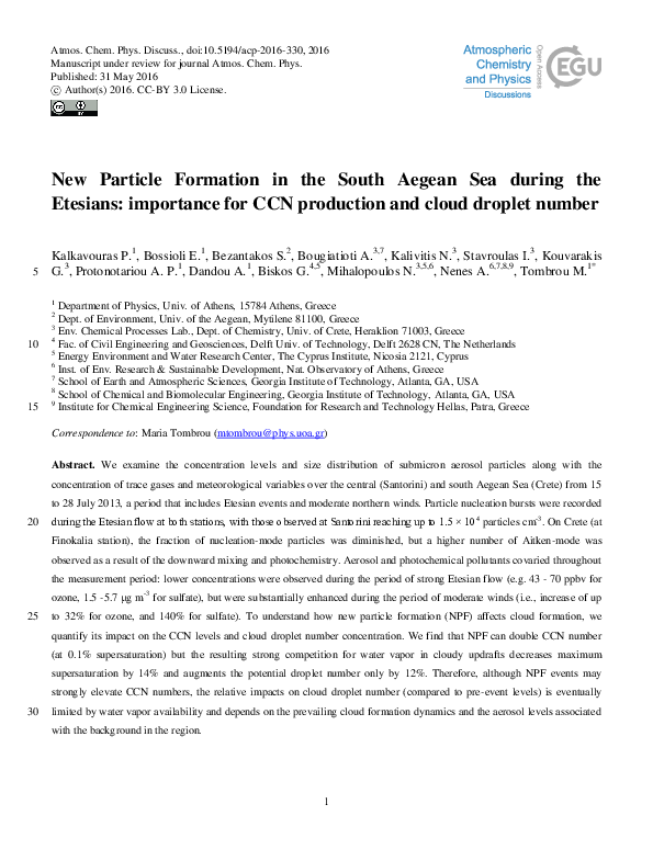 (PDF) New Particle Formation in the South Aegean Sea during the ...