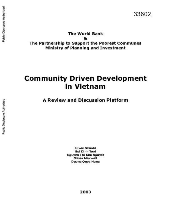 (PDF) Community driven development in Vietnam: a review and discussion ...