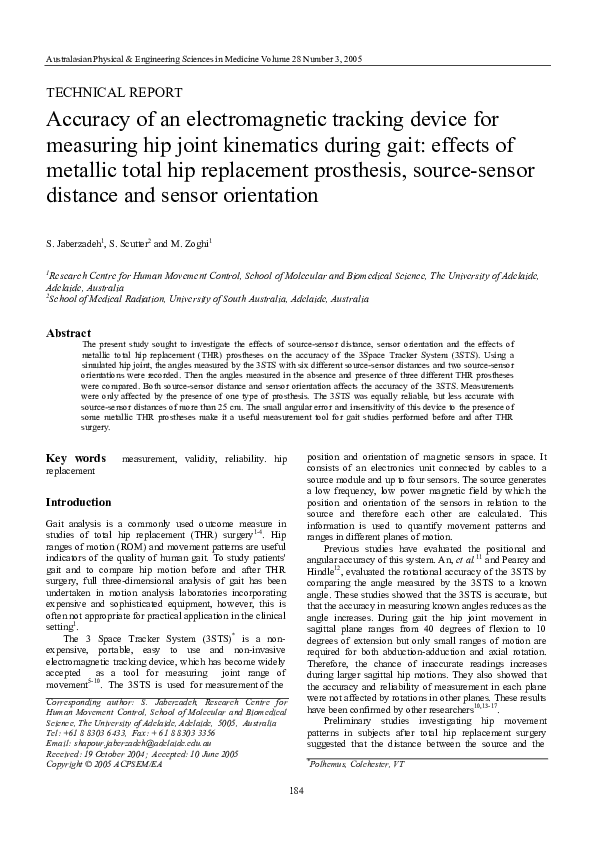 (PDF) Accuracy of an electromagnetic tracking device for measuring hip ...