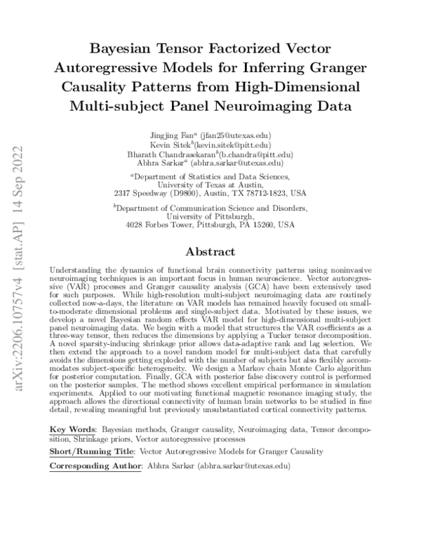 (PDF) Bayesian Tensor Factorized Vector Autoregressive Models for ...