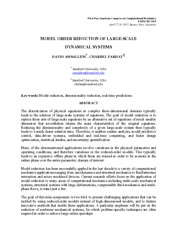 (PDF) Model Order Reduction of Large-Scale Dynamical Systems
