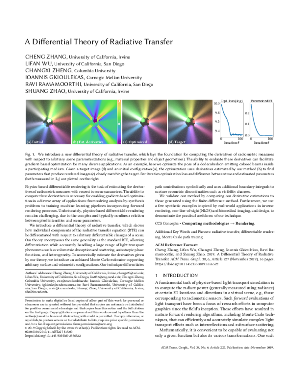(PDF) A differential theory of radiative transfer