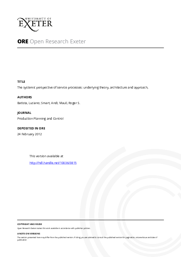 (PDF) The systemic perspective of service processes: underlying theory ...