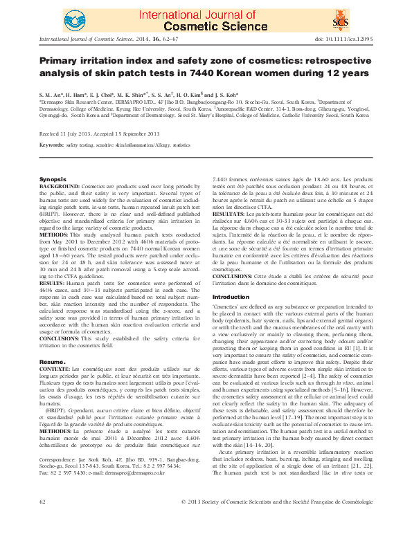 PDF Primary Irritation Index And Safety Zone Of Cosmetics pdf-primary-irritation-index-and-safety-zone-of-cosmetics