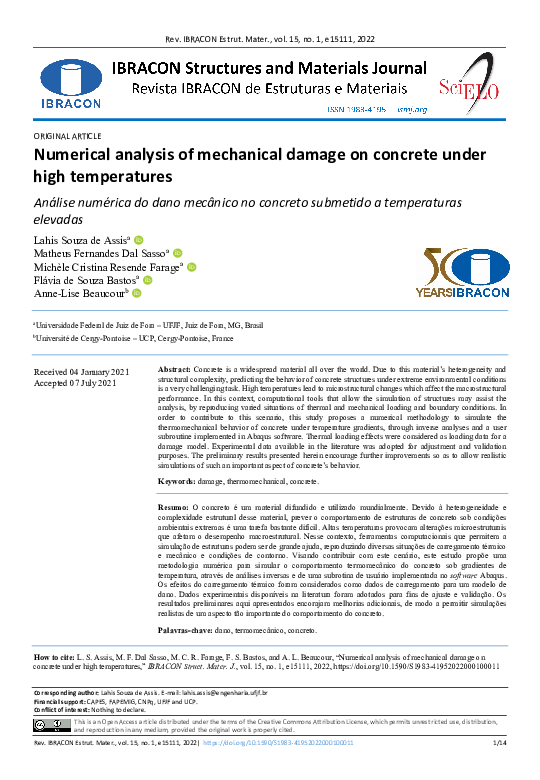 (PDF) Numerical analysis of mechanical damage on concrete under high ...