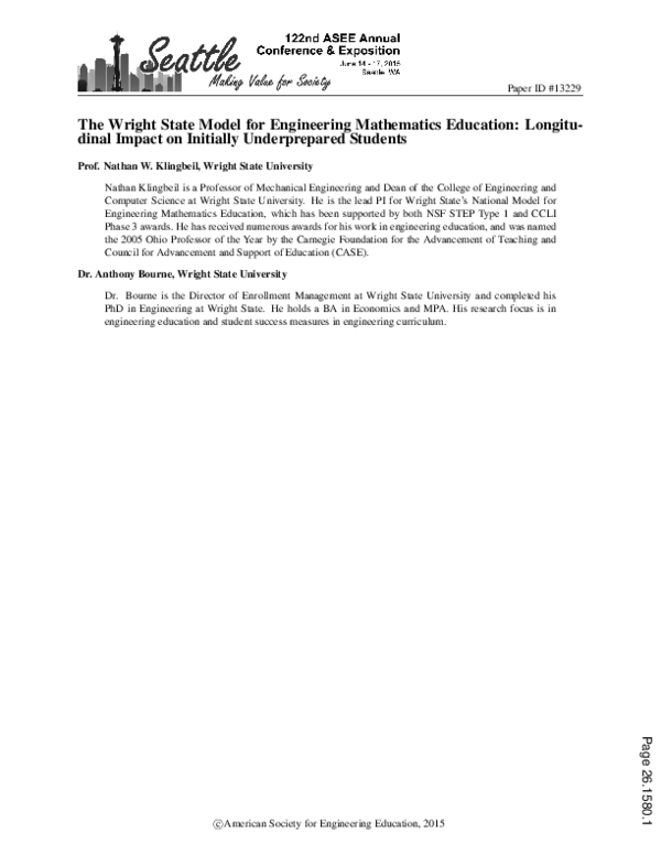 (PDF) The Wright State Model for Engineering Mathematics Education ...