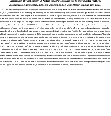 (PDF) Assessment Of The Reliability Of Vertical Jump Performance From ...