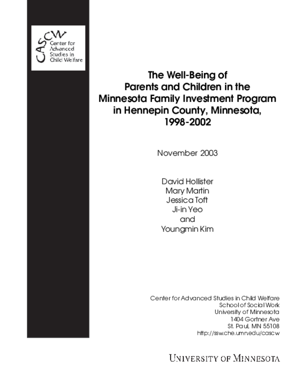 (PDF) The Well-Being of Parents and Children in the Minnesota Family ...