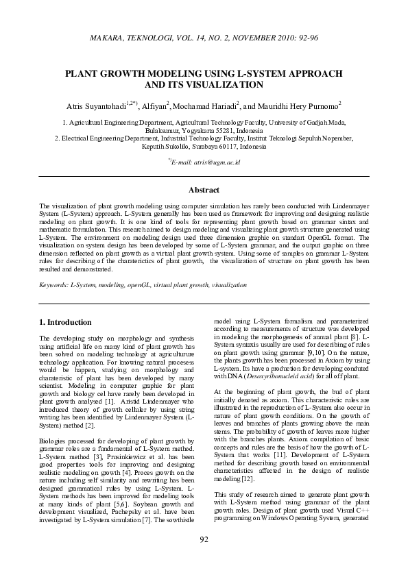 (PDF) Plant Growth Modeling Using L-System Approach and Its Visualization