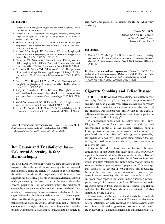 (PDF) Cigarette smoking and celiac disease Julio C Bai Academia.edu