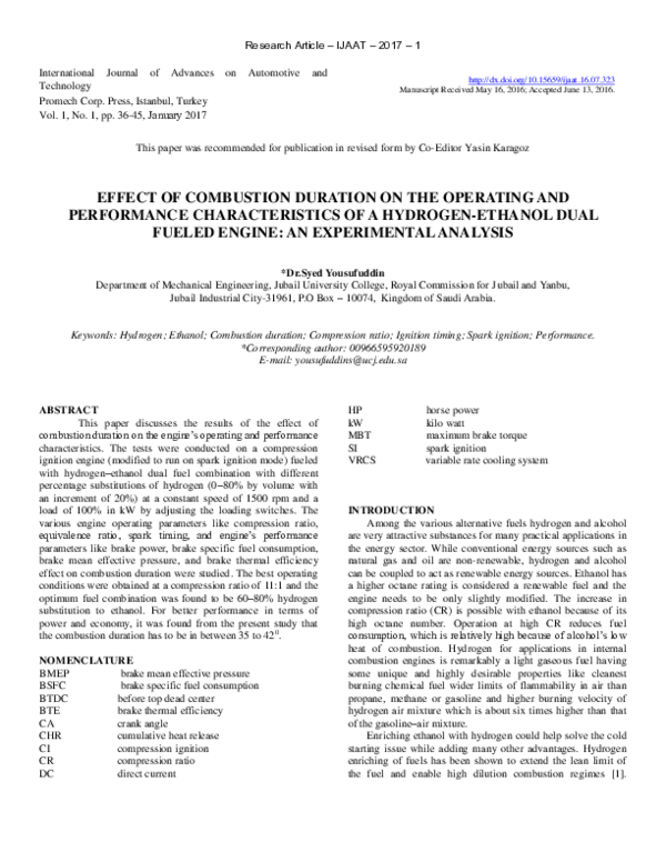 (PDF) Effect of Combustion Duration on the Operating and Performance ...