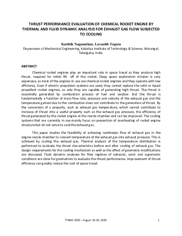 (PDF) Thrust Performance Evaluation of Chemical Rocket Engine by ...