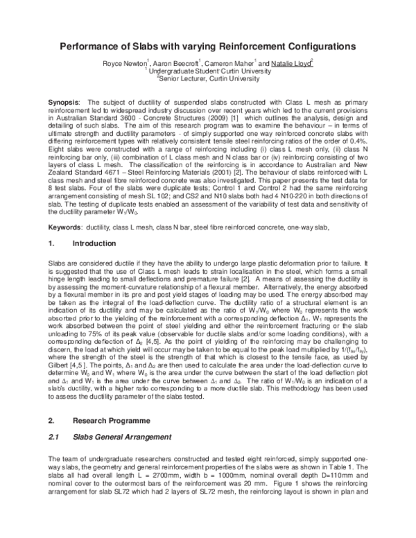 (PDF) Performance of Slabs with varying Reinforcement Configurations