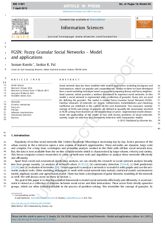 (PDF) FGSN: Fuzzy Granular Social Networks – Model and applications ...