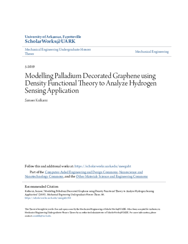 (PDF) Modelling Palladium Decorated Graphene using Density Functional ...