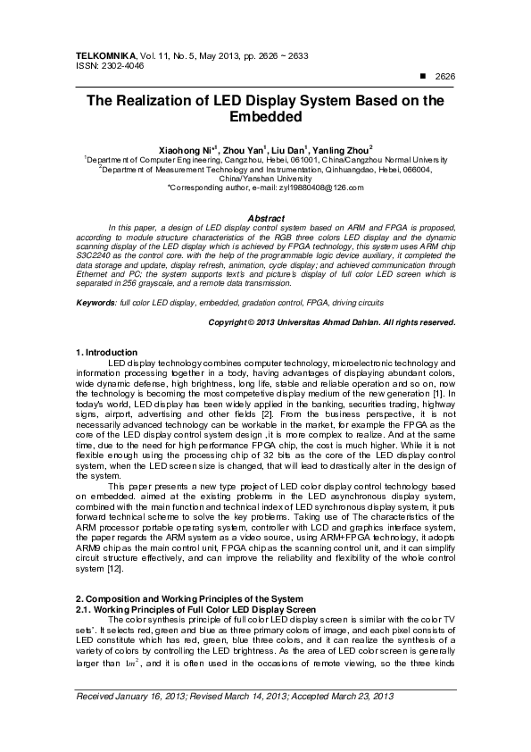 (PDF) The Realization of LED Display System Based on the Embedded