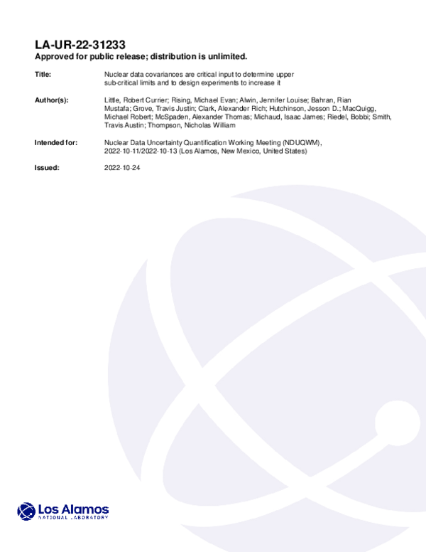 (PDF) Nuclear data covariances are critical input to determine upper ...