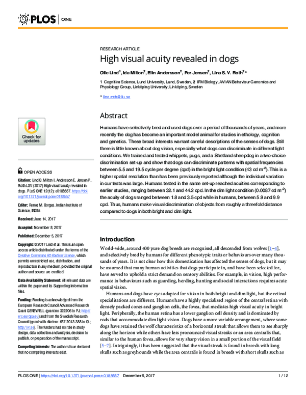 (PDF) High visual acuity revealed in dogs
