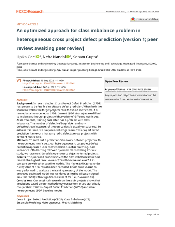 (PDF) An optimized approach for class imbalance problem in ...