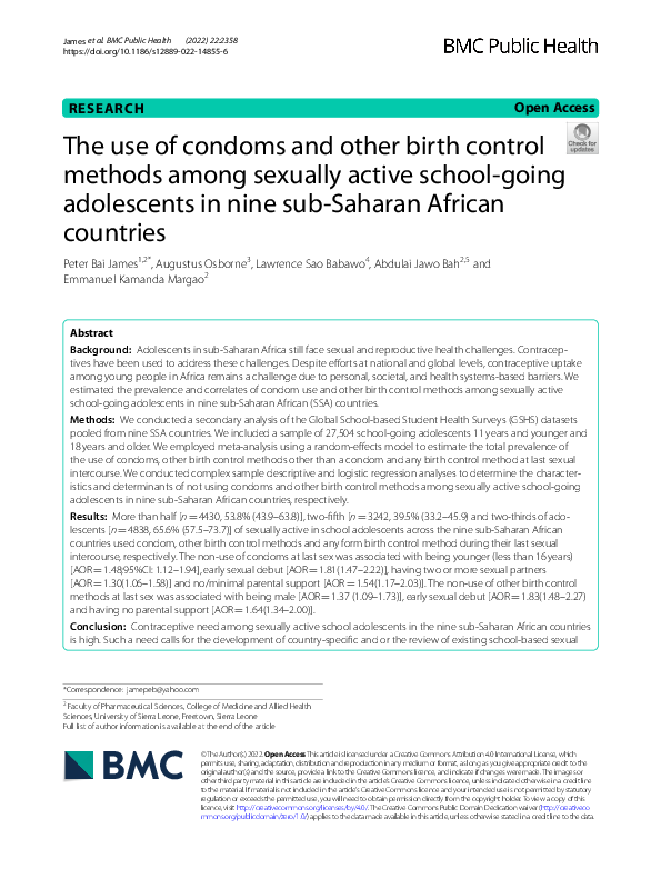 (PDF) The use of condoms and other birth control methods among sexually ...