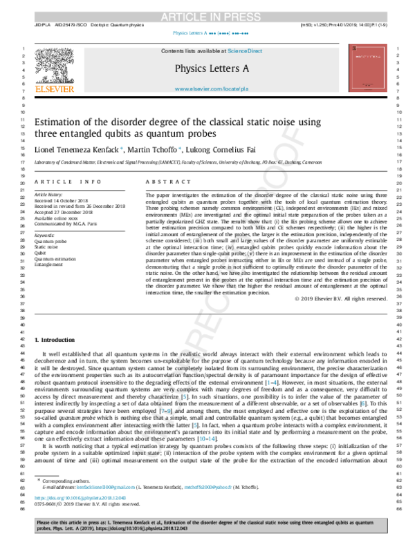 (PDF) Estimation of the disorder degree of the classical static noise ...