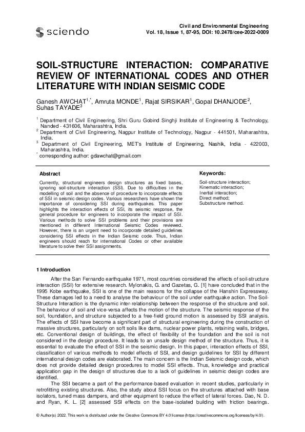 Pdf Soil Structure Interaction Comparative Review Of International Pdf Soil Structure Interaction Comparative Review Of International