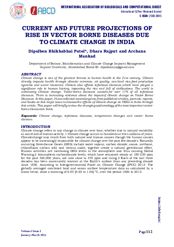 (PDF) Current and Future Projections of Rise in Vector Borne Diseases ...