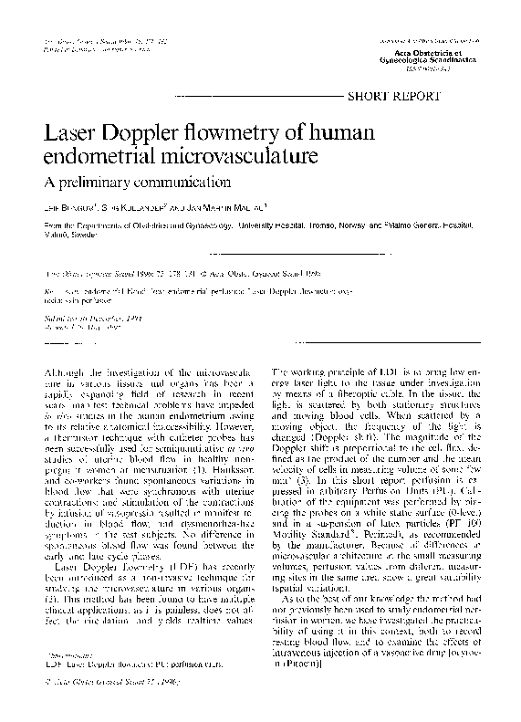 (PDF) Laser Doppler flowmetry of human endometrial microvasculature: A ...