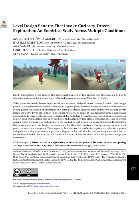 (PDF) Level Design Patterns That Invoke Curiosity-Driven Exploration