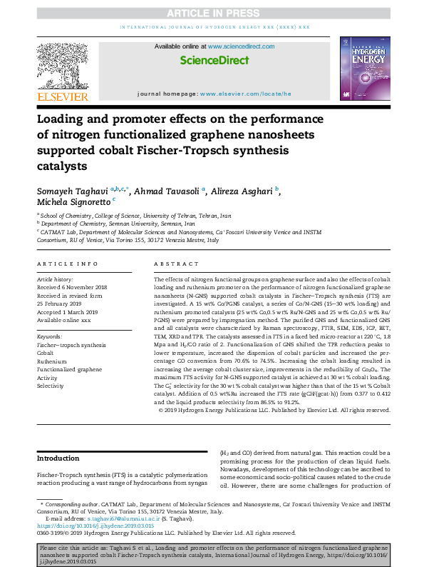 (PDF) Loading and promoter effects on the performance of nitrogen ...