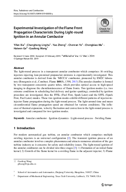 (PDF) Experimental Investigation of the Flame Front Propagation ...