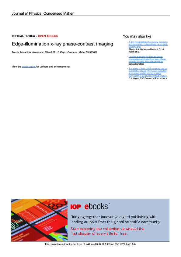 (PDF) Edge illumination" in X-ray Phase Contrast Imaging