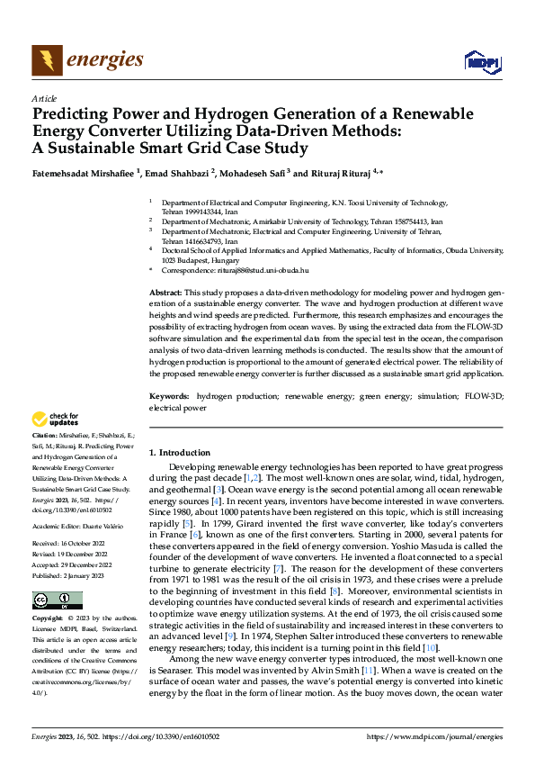 (PDF) Predicting Power and Hydrogen Generation of a Renewable Energy ...