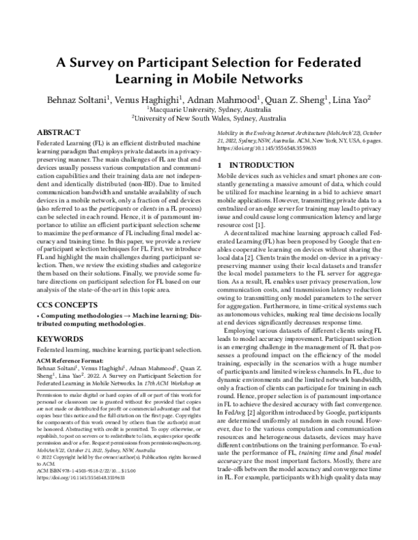 (PDF) A survey on participant selection for federated learning in ...