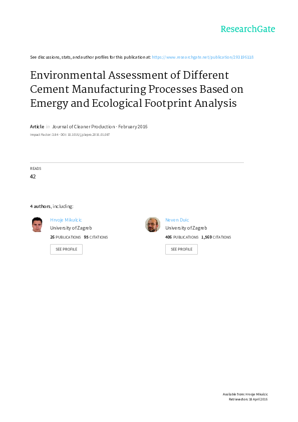 Environmental Impact Assessment Of Cement Industries Using – UOOO
