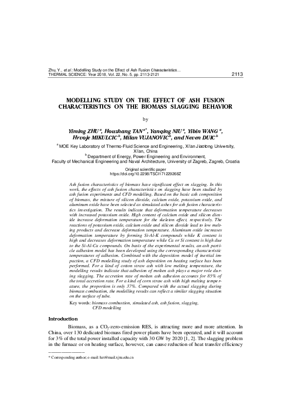 (PDF) Modelling study on the effect of ash fusion characteristics on ...