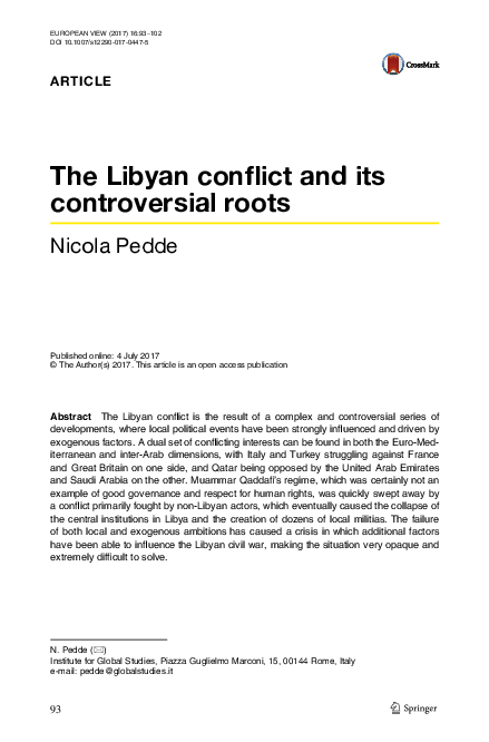 (PDF) The Libyan conflict and its controversial roots