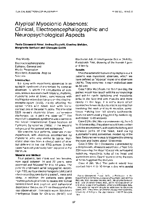 (PDF) Atypical Myoclonic Absences: Clinical, Electroencephalographic ...